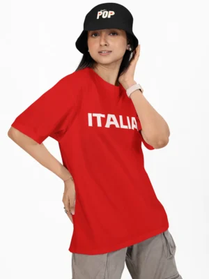 red oversized t shirt