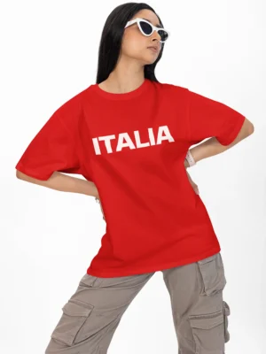 red oversized t shirt