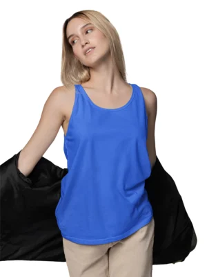 blue tank top