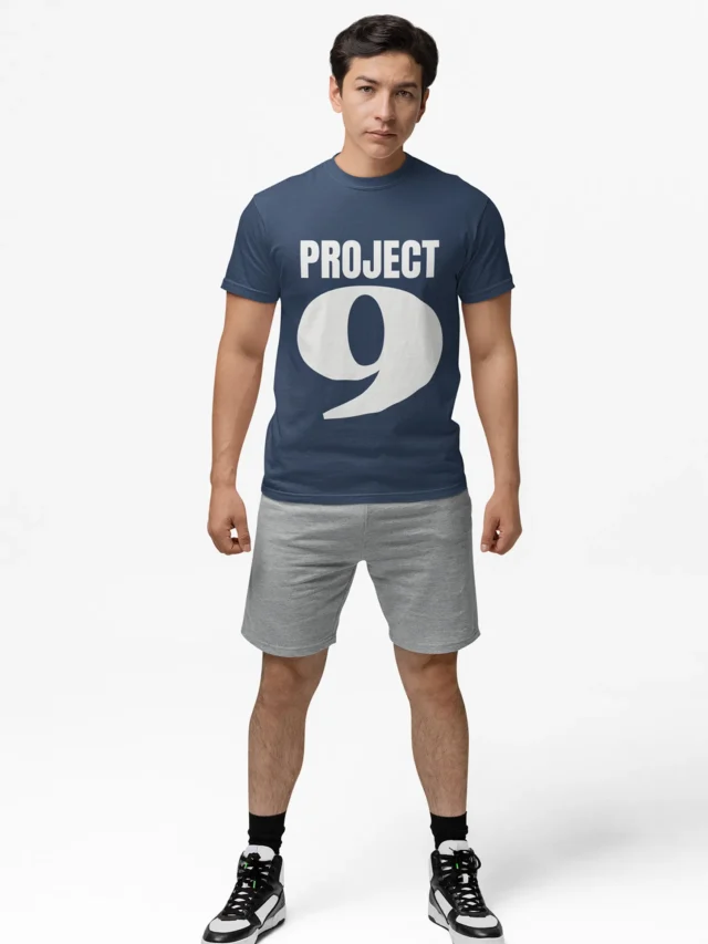 navy-blue t-shirt